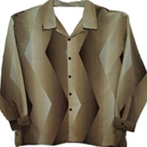Big Mens Bronze Zig Zag 70s Style Disco Shirt 5X